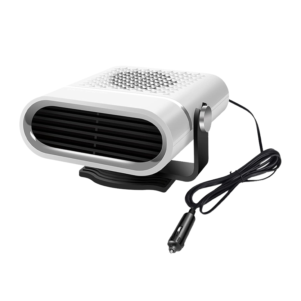 Car Heater, 24V Portable Windshield Defogger and Defroster, 2 in1 Fast Car Heater Defroster, Automobile Windscreen Fan with Suction Holder, White