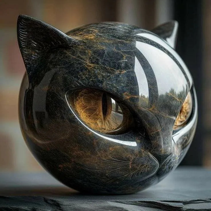 CZTICLE® Luxury Black Cat Quartz Stone Sculpture – Elegant Home Décor & Gift-Ready Art Piece 🐈⬛01