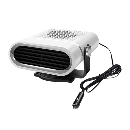 Car Heater, 24V Portable Windshield Defogger and Defroster, 2 in1 Fast Car Heater Defroster, Automobile Windscreen Fan with Suction Holder, White
