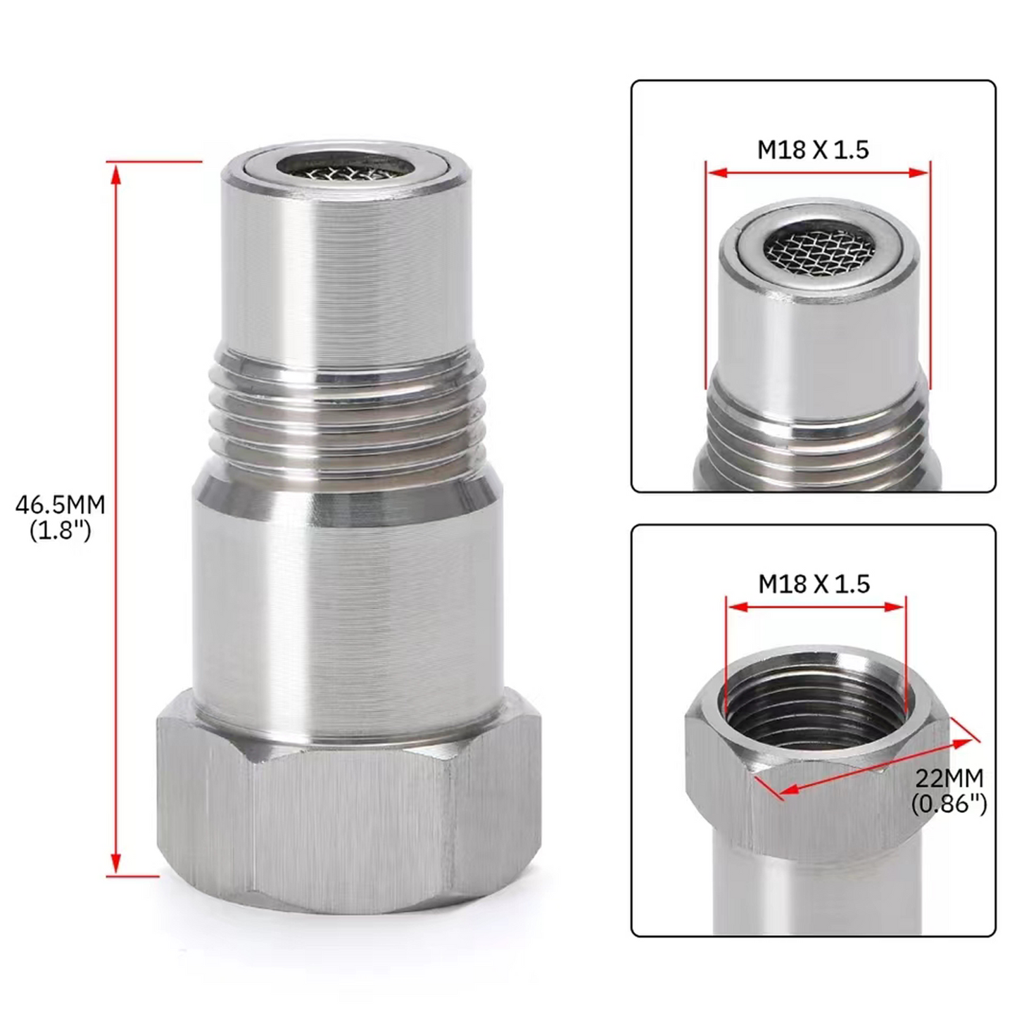 Cilifer® Extension Filter Oxygen O2 Sensor Connector Extender Spacer Internal Thread M18*1.5 Stainless Steel Adapter Auto Parts 🔥02