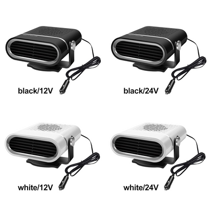 Car Heater, 24V Portable Windshield Defogger and Defroster, 2 in1 Fast Car Heater Defroster, Automobile Windscreen Fan with Suction Holder, White