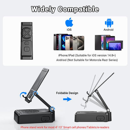 Wireless Speaker Cellphone Stand withRemote Control for  Scrolling,📲🤳🏻Cilifer®Rechargeable Portable Mobile Tablet Stand, Giftsfor Family Friends SmartphoneMount, BacktoSchool 🔥01