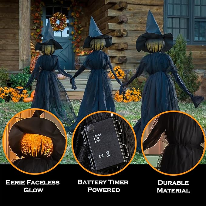 ⚡This Week's Special Price $29.99🎃2025 Halloween Sale 🧙‍♀️Billhol® Lighted Halloween Witch Stakes🪄01