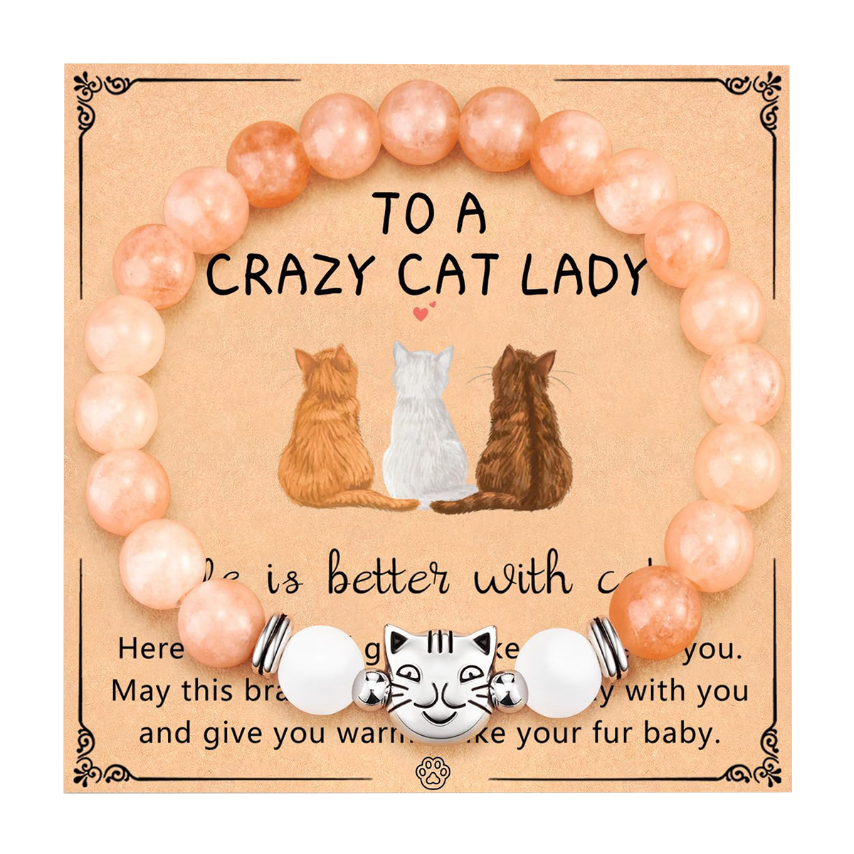 Orange & White Chalcedony - Cat Face