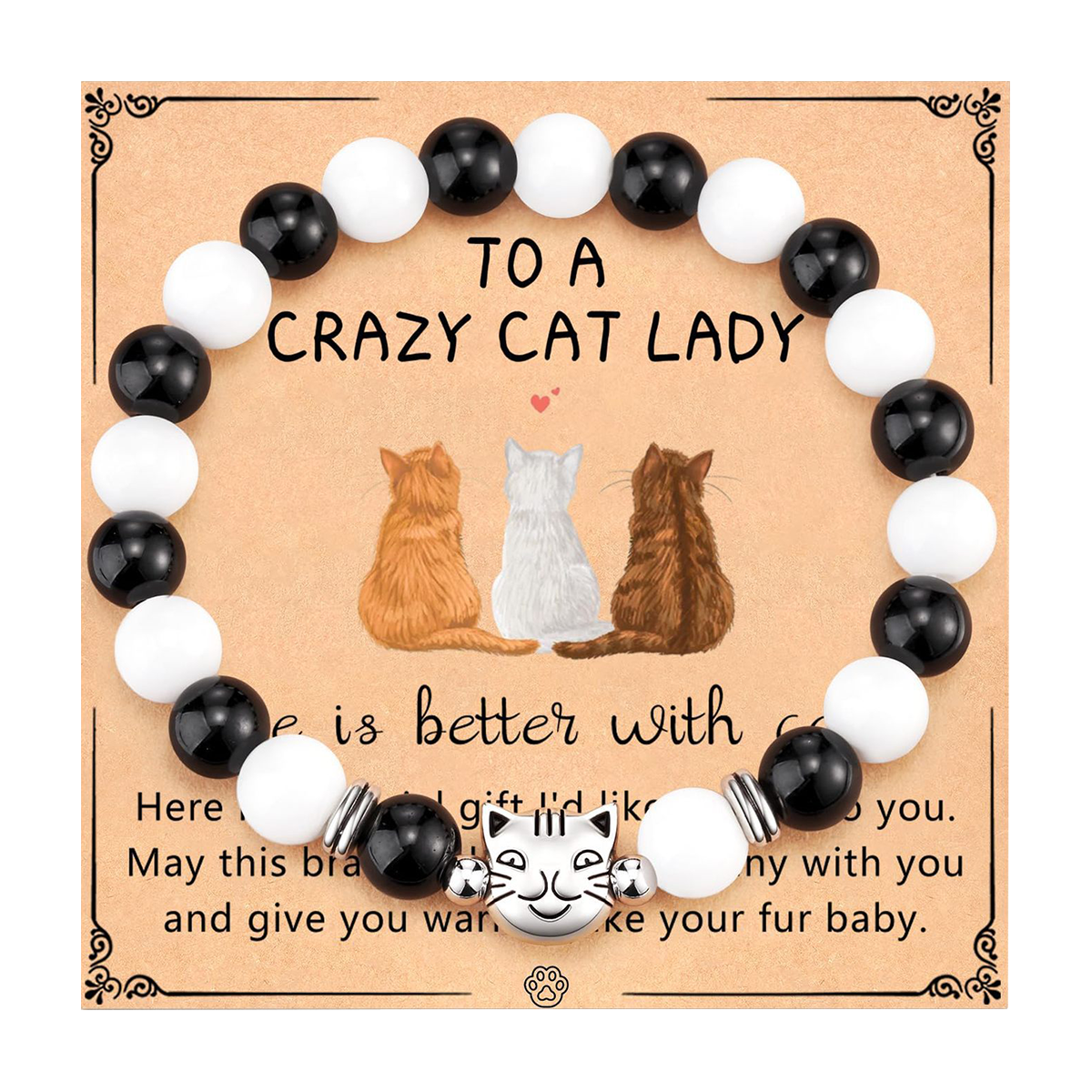 Obsidian & White Chalcedony - Cat Face